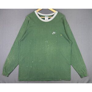 Vintage Y2K Nike Swoosh Spellout Forest Green Paint Splatter Art Sports XL